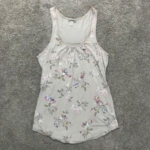 Express Taupe Sequin Floral Tank Top - XS